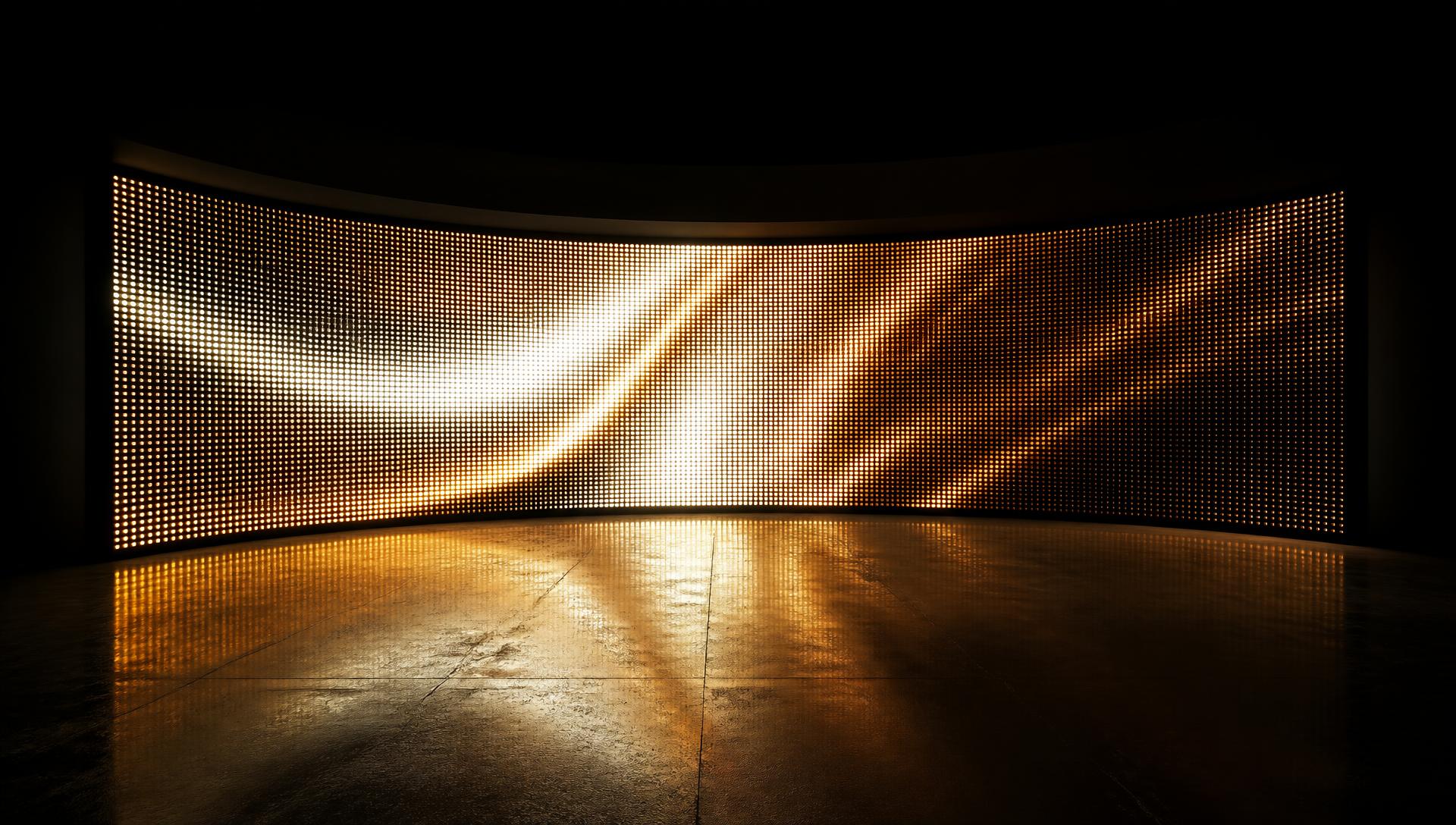 Large LED wall glowing in a dark space
